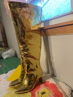 Fashion to Figure Metallic Gold Over-the-Knee Boots